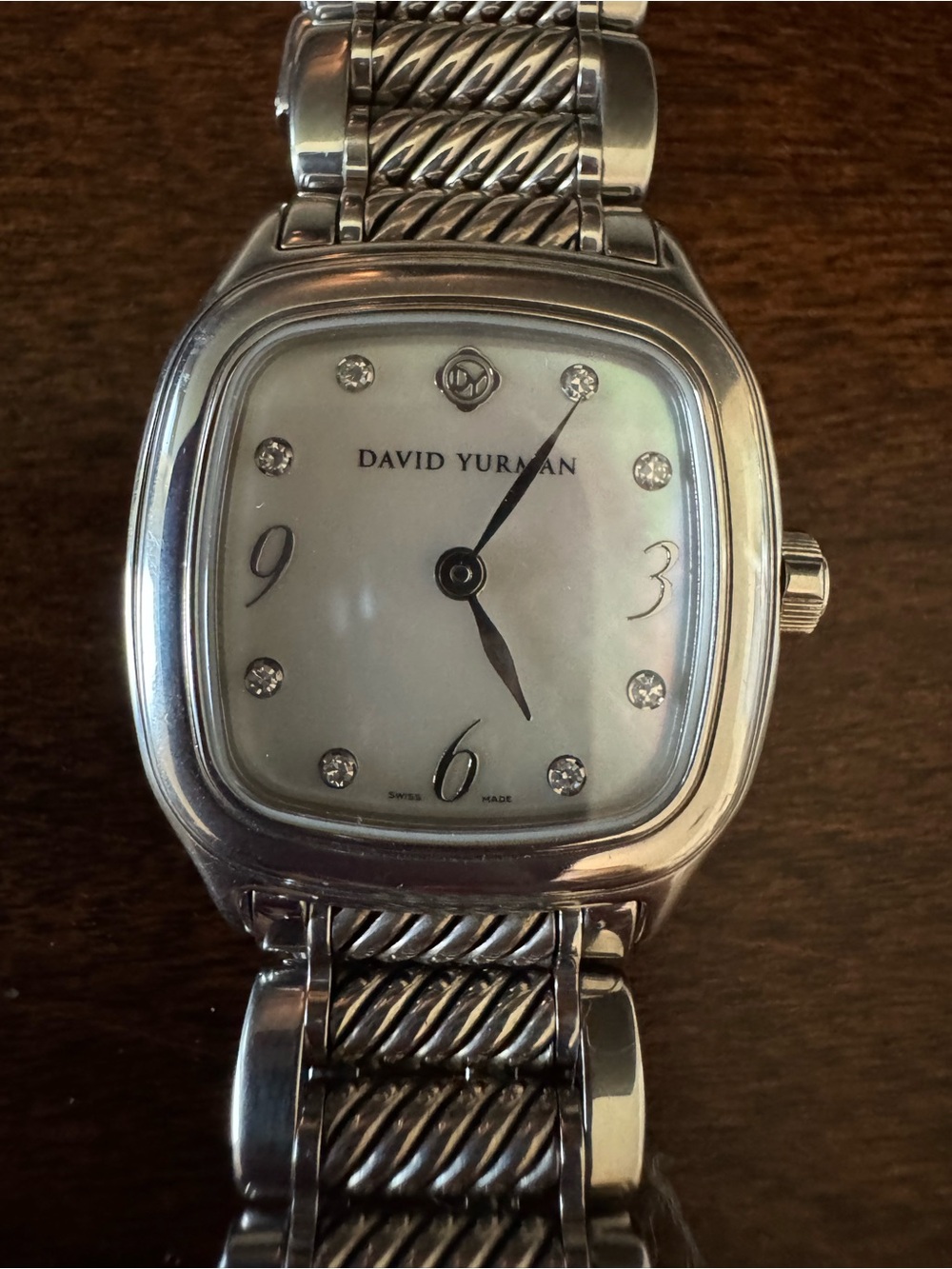David Yurman Thoroughbred Silver Stainless Steel Watch with Mother-of-Pearl